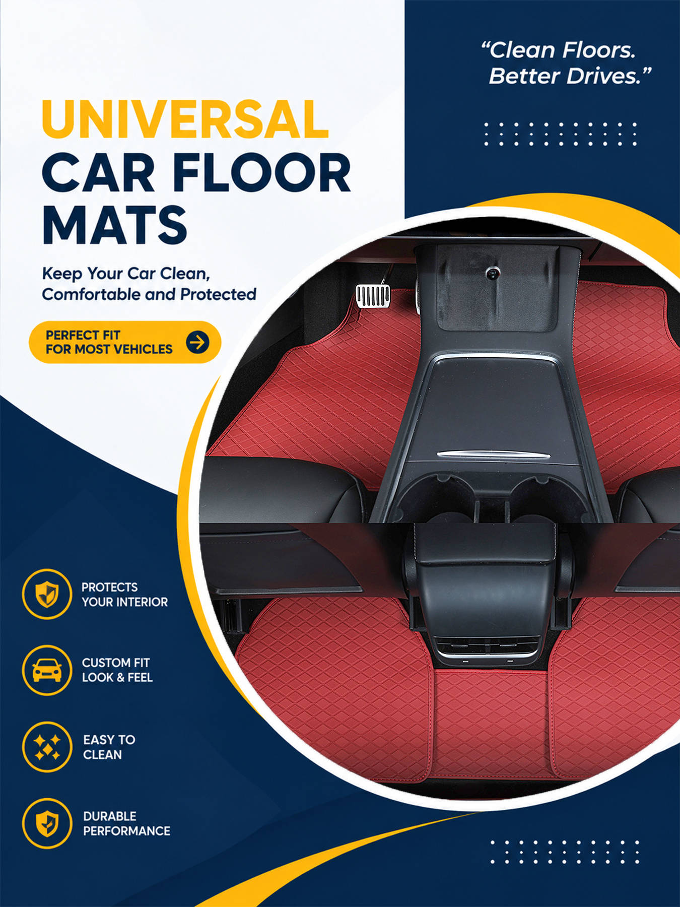Car Floor Mats Universal Waterproof Leather - Комплект автомобильных ковриков для пола, универсальный,