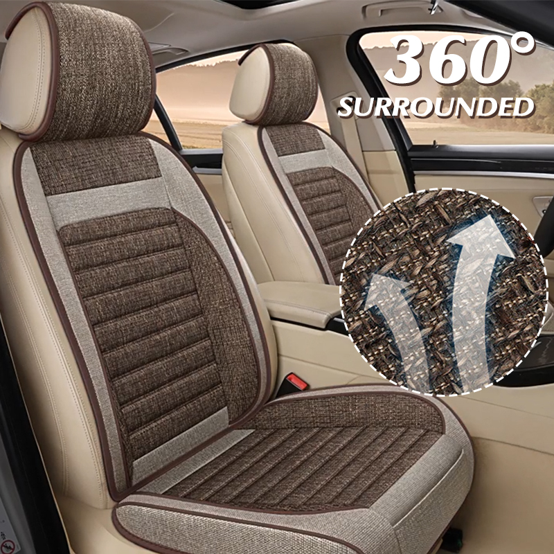 Leather Car Seat Covers Full Set Universal - Универсальные льняные чехлы для автомобильных сидений