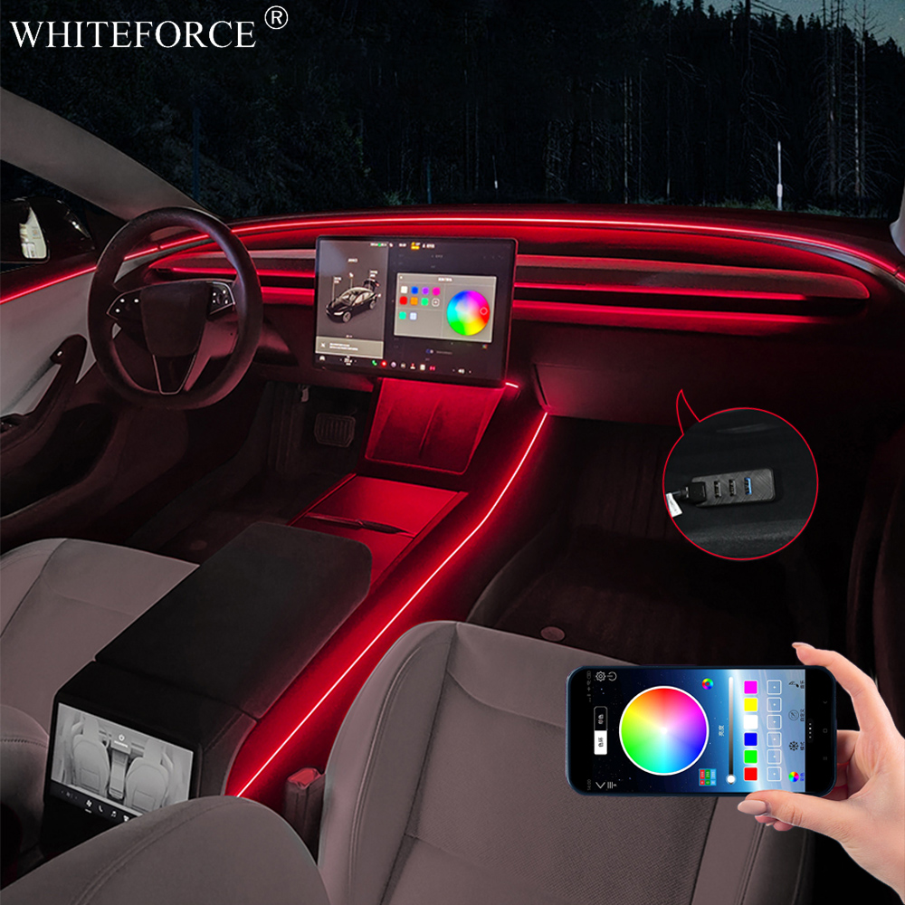 Для Tesla Model Y Juniper свет – обзор и цена Led Ambient Interior Car Lights App Control