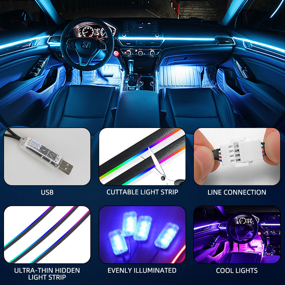 Универсальное автомобильное ок – обзор и цена Led Ambient Interior Car Lights App Control