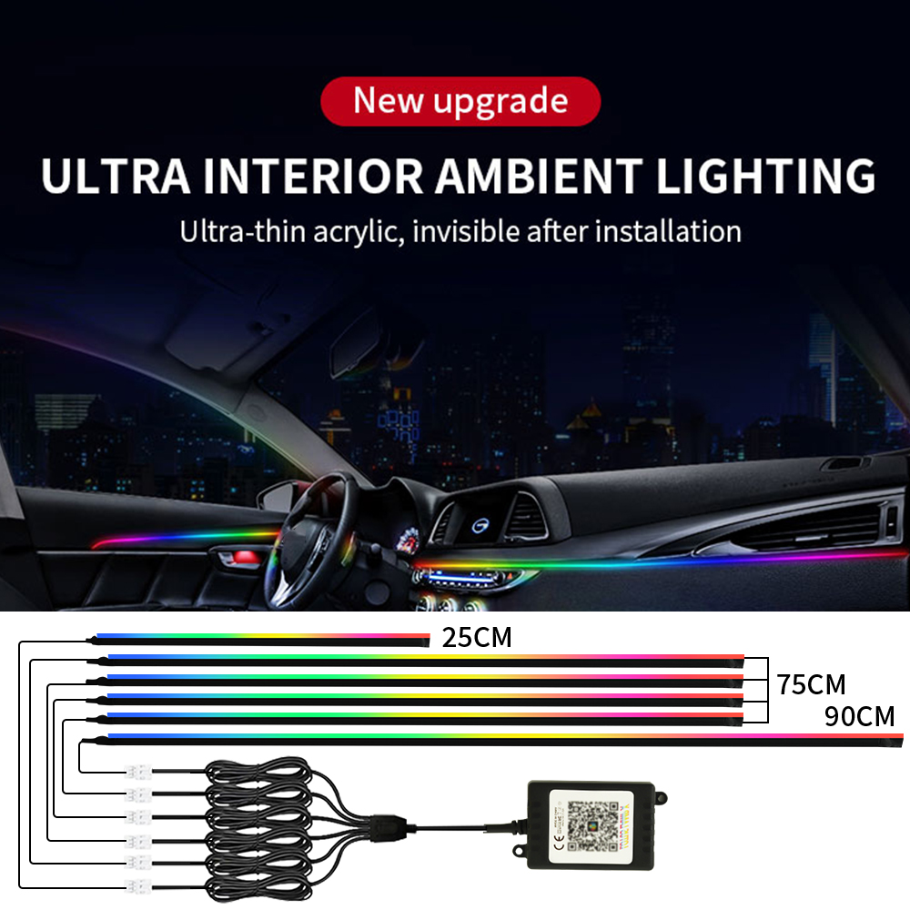 Комплект автомобильного окружа – обзор и цена Led Ambient Interior Car Lights App Control